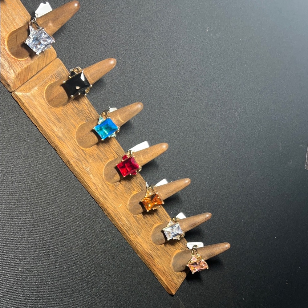 Set of Six Square Gemstone Rings